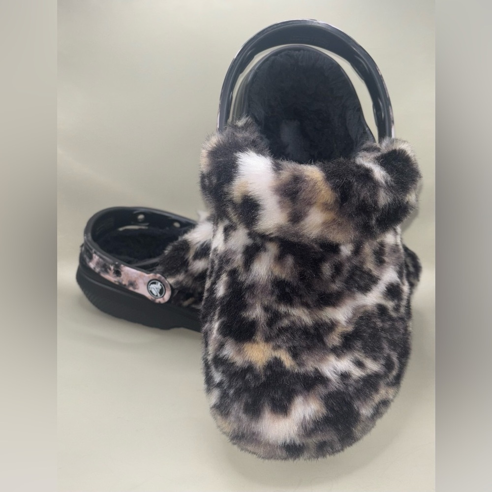 Fuzzy Leopard Crocs